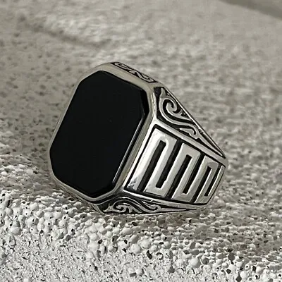 Solid 925 Sterling Silver Handmade Black Onyx Natural Gemstone Men's Ring • $41.27