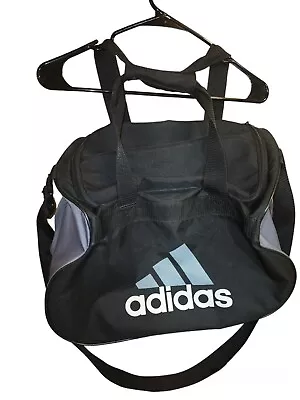 Adidas Duffle Bag Black/Grey Gym Bag Shoulder Strap Workout Medium 18 X10 X10.5  • $10