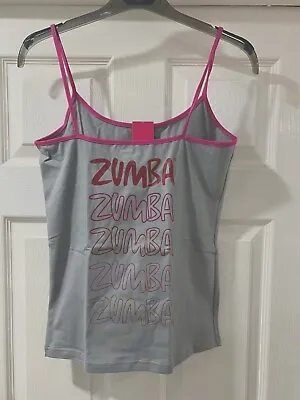 Zumba Love Grey Strappy Vest Top Fitness Gym Dance Size 8 10 12 14  Medium Large • £6.99