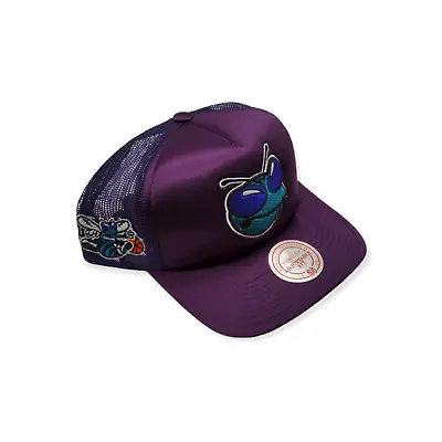 Mitchell & Ness Charlotte Hornets Logo Remix Trucker Adjustable Snapback Hat Cap • $35.99
