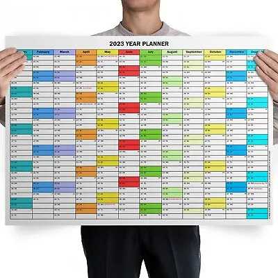 £4.99 • Buy 2023 Unmounted UK A1/A2 Annual Yearly Wall Planner LARGE Office Year Calendar