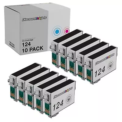 10pk BLACK T124120 T1241 Pigment Ink Cartridge For 124 Epson Stylus NX420 NX125 • $26.99