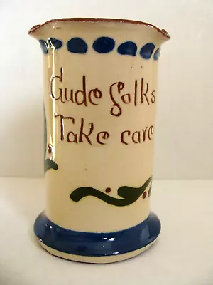 Vintage LONGPARK Torquay POTTERY VASE Pot Motto Folks....Take Care Of Me 11 Cm • £15