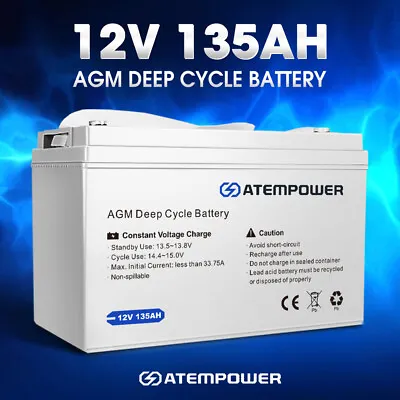 Atem Power 135Ah 12V AGM Deep Cycle Battery Portable 4WD Sealed Marine Solar SLA • $239.95