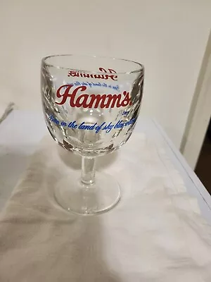 Vintage Hamm's Beer Logo Thumbprint Goblet Clear Glass Chalice Cup • $12