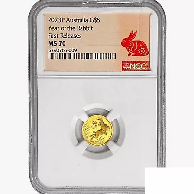 2023P $5 1/20oz. Gold Australia Rabbit NGC MS70 • $178.99