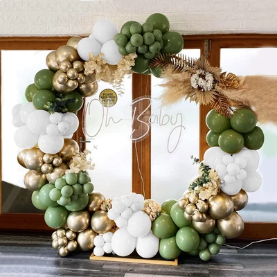 YSF Sage Green Balloon Garland Arch Kit 137Pcs With Matte White Balloons And Chr • $46.32