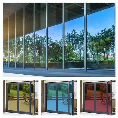 Mirror Reflective One Way Mirror Window Film Privacy Glass Solar Tint • £238.70