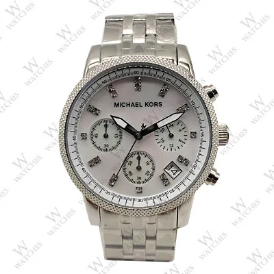 New Michael Kors MK5020 Womens Authentic Silver Mother Of Pearl Stainless Watch • $98