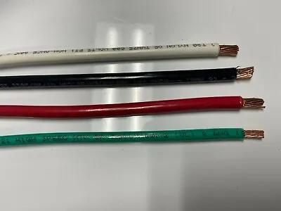 20' Ea Thhn Thwn 6 Awg Gauge Black White Red Copper Wire + 20' 8 Awg Green • $103.94