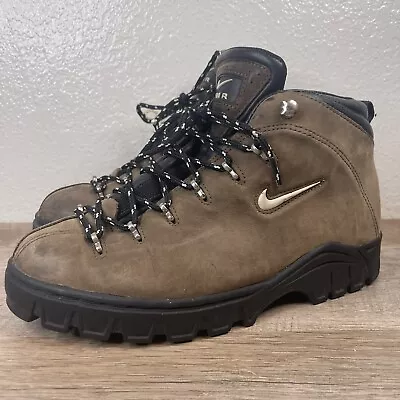 Vintage Nike ACG Hiking Trail Boots Men's 7.5 Black Brown Suede 980608 Y2K 90's • $50
