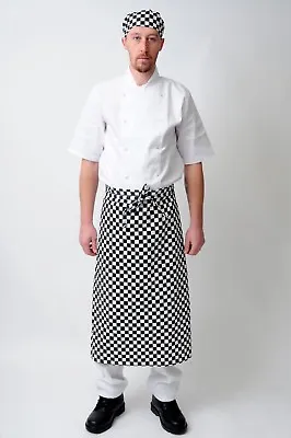 Check Long Waist Apron Catering Chefs Waiters Bar Apron Waiters In Packs • £3.99