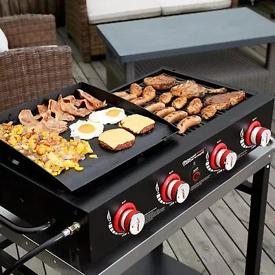 4 Burner Tabletop BBQ Gas Grill Griddle Combo Portable Propane Camping Barbeque • $229.89