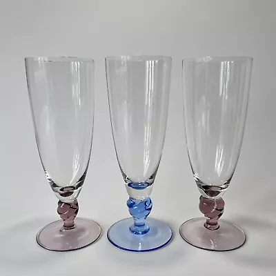 3 Vintage Coloured Twist Stem Glasses. Harlequin 1950’s. 220ml • $30