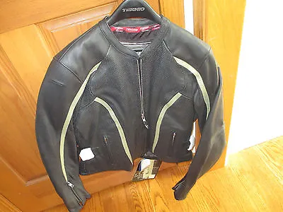 Teknic Daytona Woman's Leather Motorcycle Jacket - Black / Gold - Size 10 • $195.90