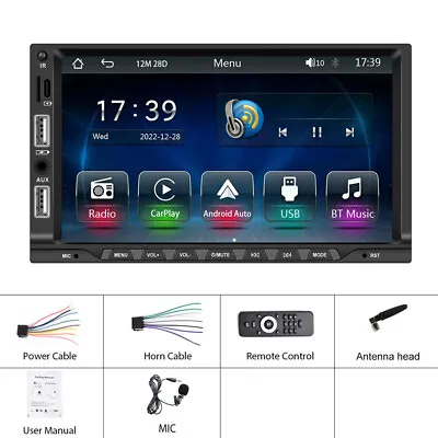 Touch Screen Car Radio Wireless Carplay Android Auto Bluetooth 7in 2 Din Stereo • $78.20