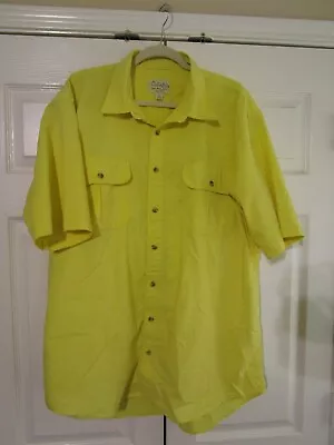 Cabellas Mens Button Up Shirt Tall XLT Yellow Short Sleeve • $5.99