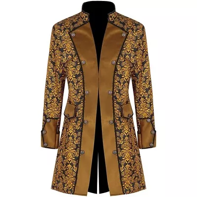 Men's Trendy Vintage Steampunk Renaissance Coat Tailcoat Medieval Gothic Jacket • $45.39