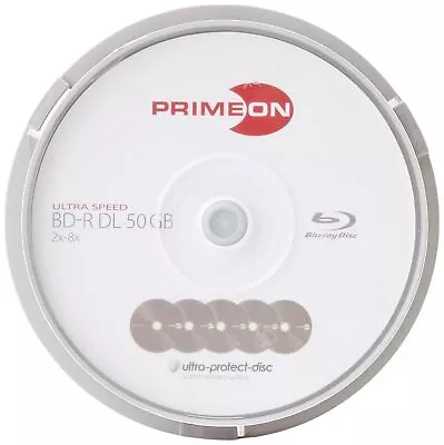 PRIMEON BD-R DL 50GB/2-8x Cakebox (10 Disc) Ultra-protect-disc Surface 50 GB BD- • £27.76