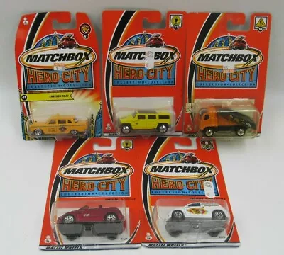 Matchbox Hero City Lot Of 5 Checker Taxi Hummer PT Cruiser Panel Cruiser • $9.99