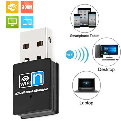 300Mbps Mini USB WiFi WLAN Wireless Network Adapter Dongle 802.11g/n/b PC Laptop • $7.27