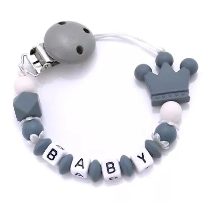 Personalised Baby Dummy Soother Pacifier Wooden Clip Holder Strap Chain Gift MAM • $13.99