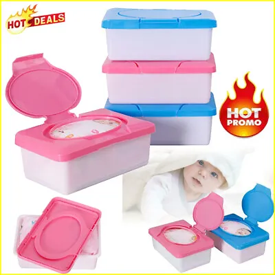 Wet Wipes Dispenser Holder Tissue Storage Box Case Pink Blue W/ Office Home Lid • £5