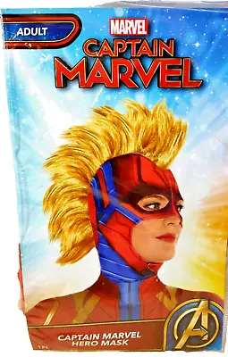 Captain Marvel Hero Mask Superhero Adult One Size Cosplay Halloween Mohawk • $9.79