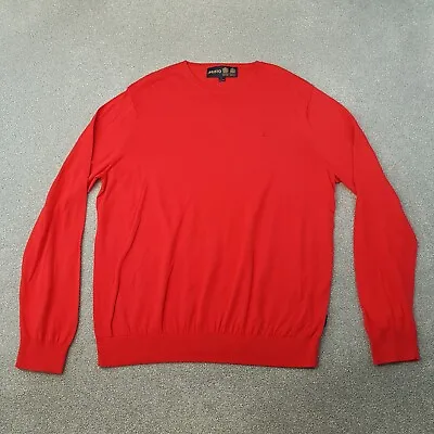 Musto Mens Jumper XL Red Pullover Sweater Fine Knit Pima Cotton Lightweight • £29.99