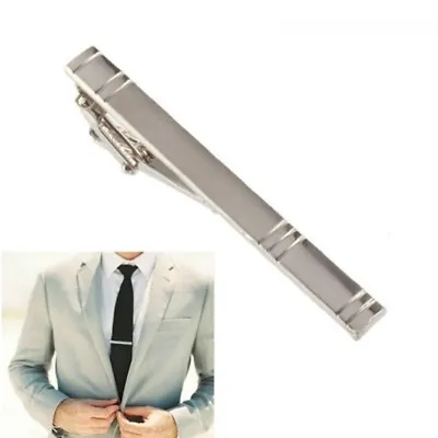 £2.99 • Buy Silver Formal Metal Tie Clip Holder 60mm Stainless Steel Clasp Mens Bar Pin