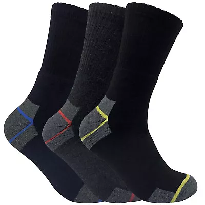 Mens Ultimate Heavy Duty Cushioned Cotton Steel Toe Boot Crew Work Socks Lot • $14.99