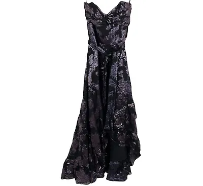 Shoshanna Toriana Purple Black Women's Metallic Floral Strapless Dress US 8 NWT • $84.43