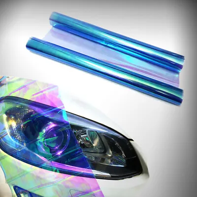 12 X48  Chameleon Light Blue Headlight Tint Taillight Fog Light Vinyl Wrap Decal • $9.88