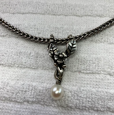 $82.98 • Buy RARE TROLLBEADS VINTAGE PEARL DROP PENDANT 925S LAA Necklace Bead Holder EXC