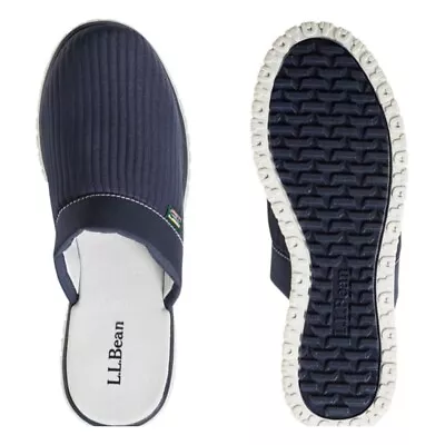 L.L Bean Airlight Slippers Navy Blue Gray Nylon Hard Sole Women's Size 10 • $17.99