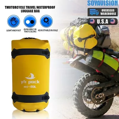 80L Yellow Waterproof Motorcycle Rear Tail Bag Storage Travel Dry Bag Motorcycle • $26.52