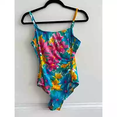 Sandcastle Swimsuit By Catalina Vintage One Piece Tropical Floral Print| Size 16 • $18