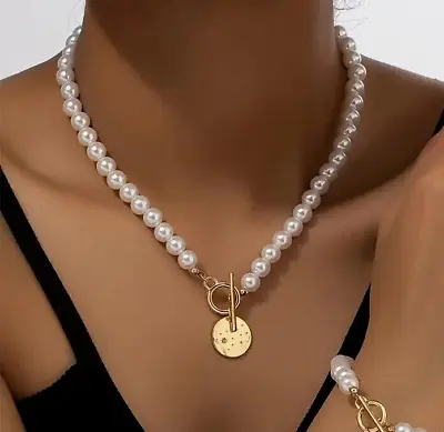 Vintage Necklace Bracelet Jewelry Set 14k Plated Trendy OT Buckle Heart Women • $16.98