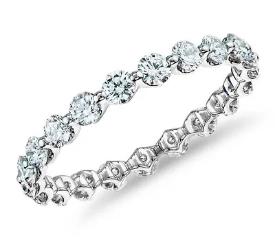 1.61 Ct:Round Ice Blue White Moissanite Diamond Engagement Eternity Silver Ring • £0.80