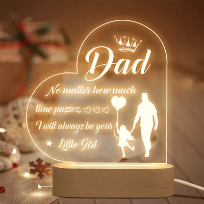 LED Acrylic Nightlight Room Lamp Personalised Gift For Dad Father Birthday Xmas • $35.95