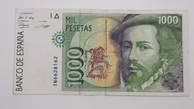 1992 / Banco De España Spain - 1000 Pesetas Banknote Serial No. 1N 6628162 • £7.59