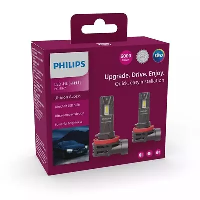 Philips LED H11 Ultinon Direct Fit Globe Pair 6000K 12v 20w High Beam & Low Beam • $129