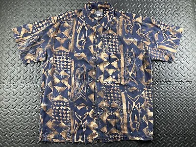 Kahala Shirt Adult Large Blue Button Up Hawaiian Camp Rayon Outdoor Men's • $19.45