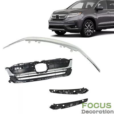 Front Bumper Grille Grill Assembly Chrome Molding For 2019 2020 2021 Honda Pilot • $102.64