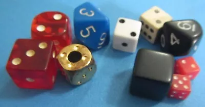 Lot Of 10  Dice Assorted Colors Materials And Vintages. • $5