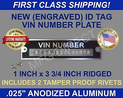 SERIAL NUMBER DATA PLATE Tag Ford Chevy Dodge Plymouth (ENGRAVED) YOUR INFO • $32.50