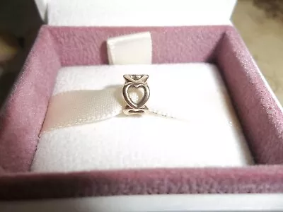 £89 • Buy Genuine Authentic Pandora 14ct Gold Open Heart Spacer Charm 750454