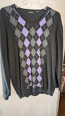 Claiborne Mens Argyle V Neck 100% Cotton Sweater XXL • $14.99