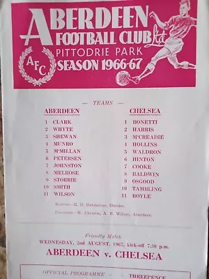 Aberdeen V Chelsea Friendly 1966/67 • £1