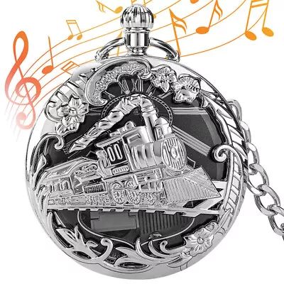 Unique Train Musical Quartz Pocket Watch With City Of Sky Song Music Box Gifts • $17.66